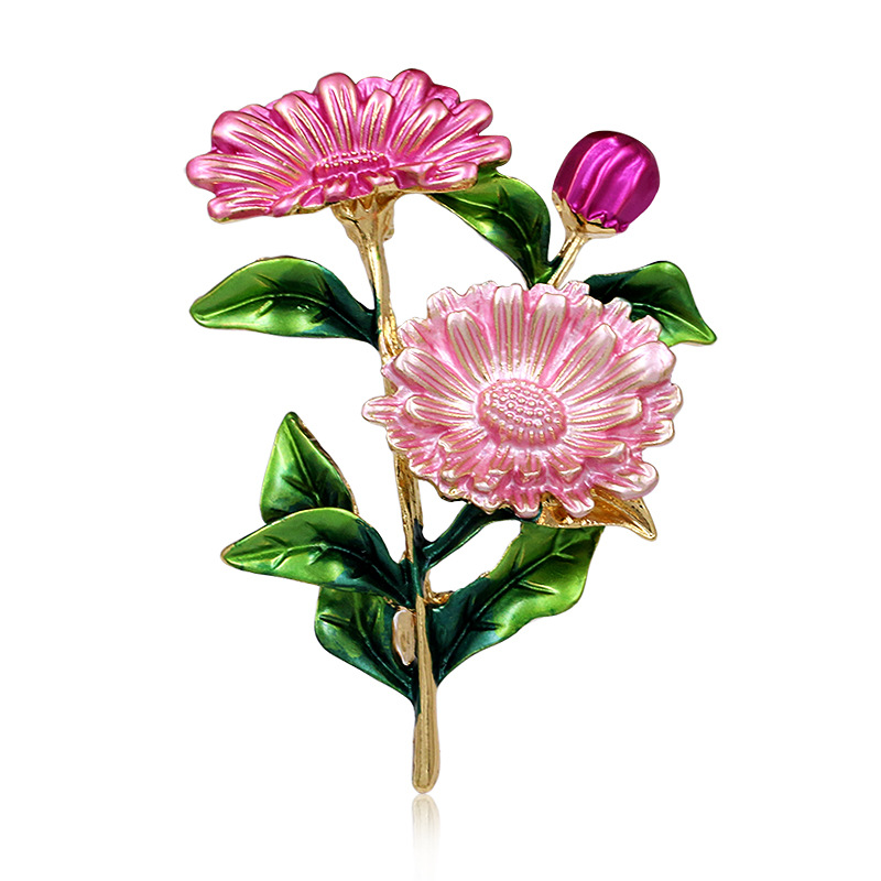 Broche en forme de fleur de tournesol pour femmes, , émail, tulipe, Rose, tournesol, , à la , classique, pour fête de mariage