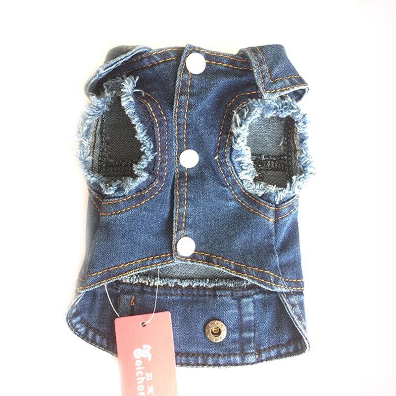 Veste en jean sans manches pour chien, vêtement pour animaux de compagnie, petit et moyen gabarit, veste de Cowboy, Chihuahua, Pitbull