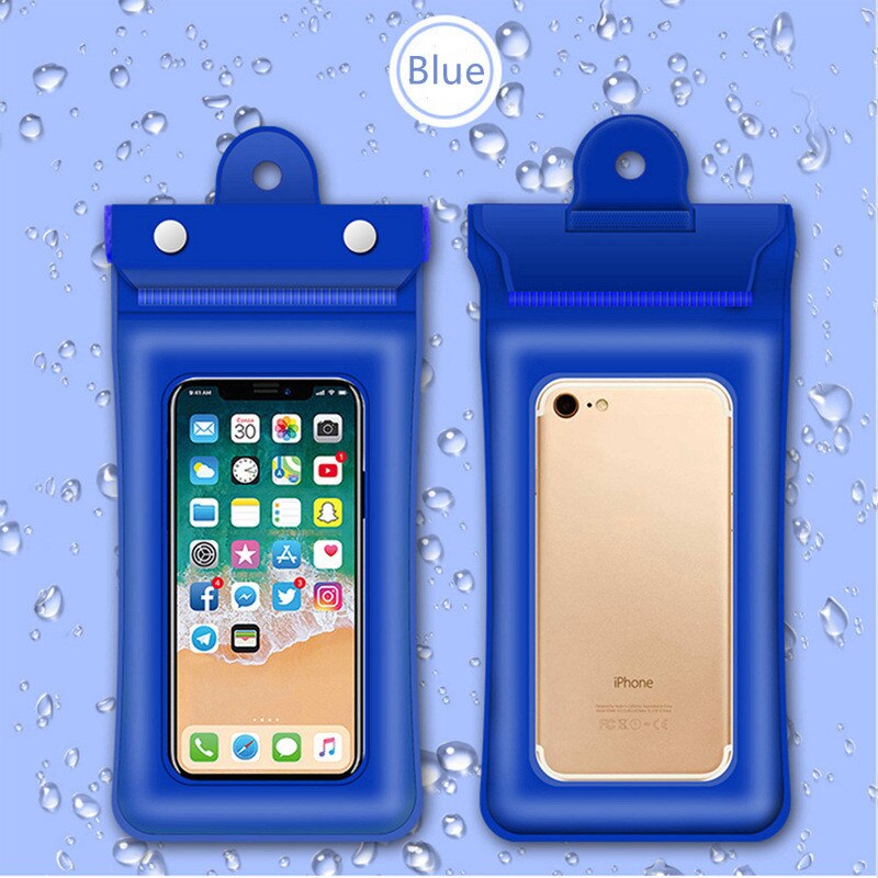 Bolsa de aire impermeable para teléfono móvil, funda de PVC para iphone 11 12 pro max, bolsa de buceo en Seco Bajo el agua, funda para teléfono deportivo: Blue
