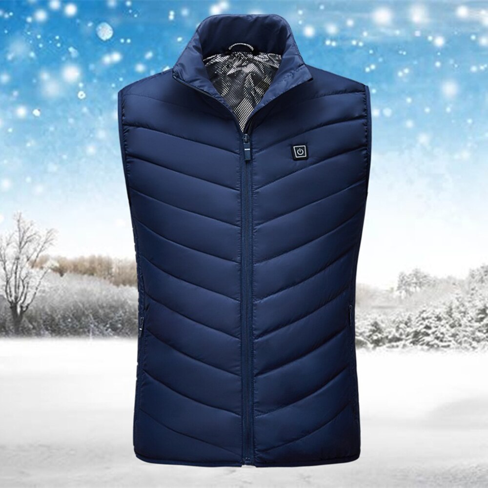 CYSINCOS Heating Vest Washable Usb Charging Heating Warm Vest Control Temperature Outdoor Camping Hiking Golf: Blue / Asain Size 4XL