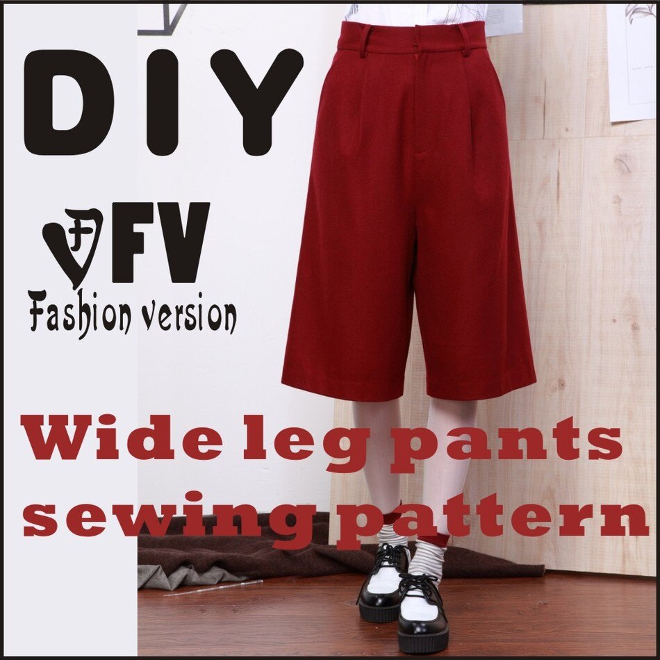 Wide leg trousers sewing pattern The trousers pattern(Not the pants) BZK-1