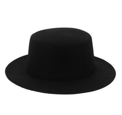 Dame unisex uldhat vintage hat bred skygge vinterhatte: Sort