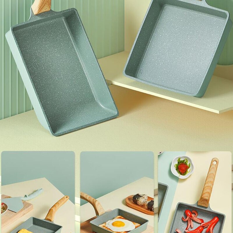 Japanese Stainless Steel Omelette Pan Nonstick Tamagoyaki Gas Egg Pan Retangle Small Frying Pan Pancakes for Stovetop