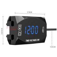 Brand 2-In-1 Voltage Tester Motorfiets Digitale Display Led Voltmeter Multifunctionele Tijd IP67 Digitale voltmeter Timemeter