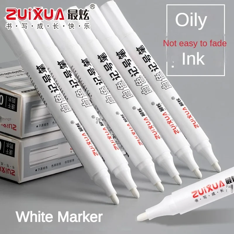 10/100 PCS White Marker Pen Paint Oily Waterproof Tire Painting Graffiti Pens Permanent Pen Stationery Art Office Supplies