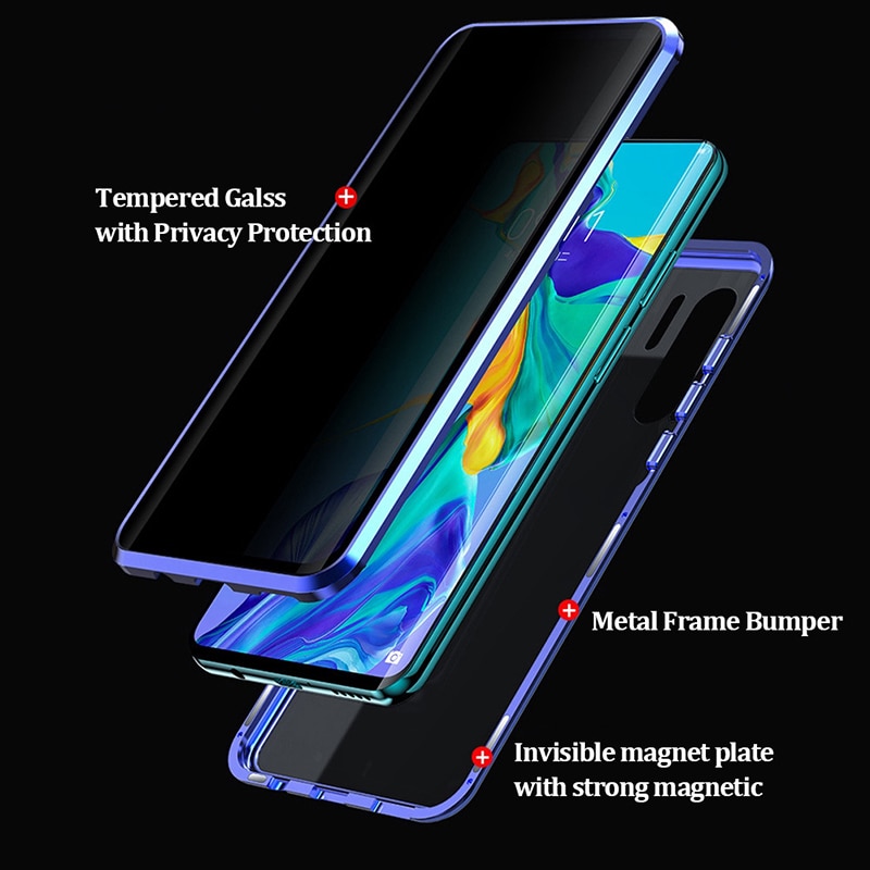 Upgraded Two Side Tempered Glass Magnetic Adsorption Privacy Case for Huawei P30 Pro P20 Pro Honor 20 Pro Nova 5 Magnetica Cover