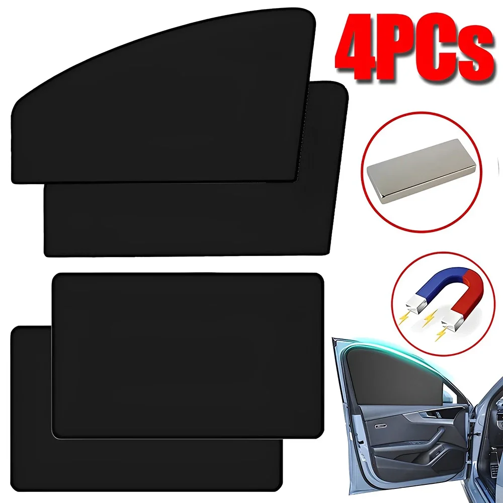 2/4 Stuks Magnetische Autoruit Zonnescherm Uv-bescherming Auto Gordijnen Autoruit Schaduw Mesh Zonneklep Zomer Glasfolie accessoires