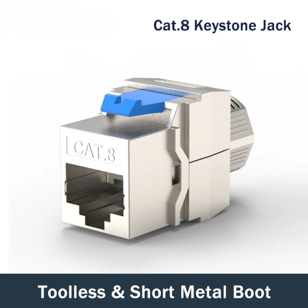 Conector de red RJ45 Cat 8, 40G, 2000MHz, módulo Jack Keystone sin Toolless, Terminal de enchufe de hasta PoE + cable LAN de 100W