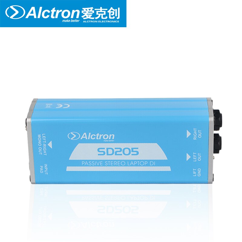 Alctron SD205 passive stereo DI box convert unbalanced to balance audio signal processor passive stereo laptop DI