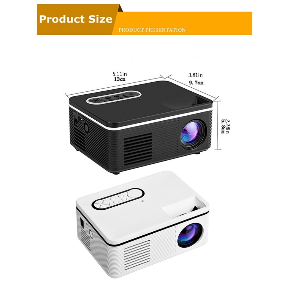 S361 Home Mini Portable Pocket Projector HD 1080P Movie Video Home Theater HDMI VGA AV tt Home Projector Without Battery