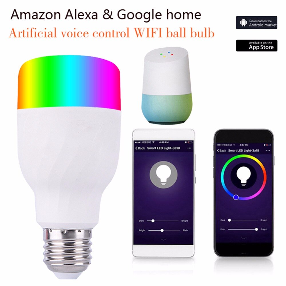 Led smart pære  e27 b22 12w 600 lumen rgbw farve pære wifi smartphone fjernbetjening