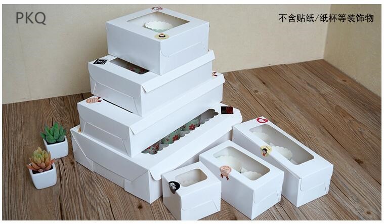 Caja de papel blanca para pasteles, caja de embalaje de cartón cupcakes, cajas para pasteles con 1/2/3/4/6 orificios, caja de suministros para para repostería 10 Uds.