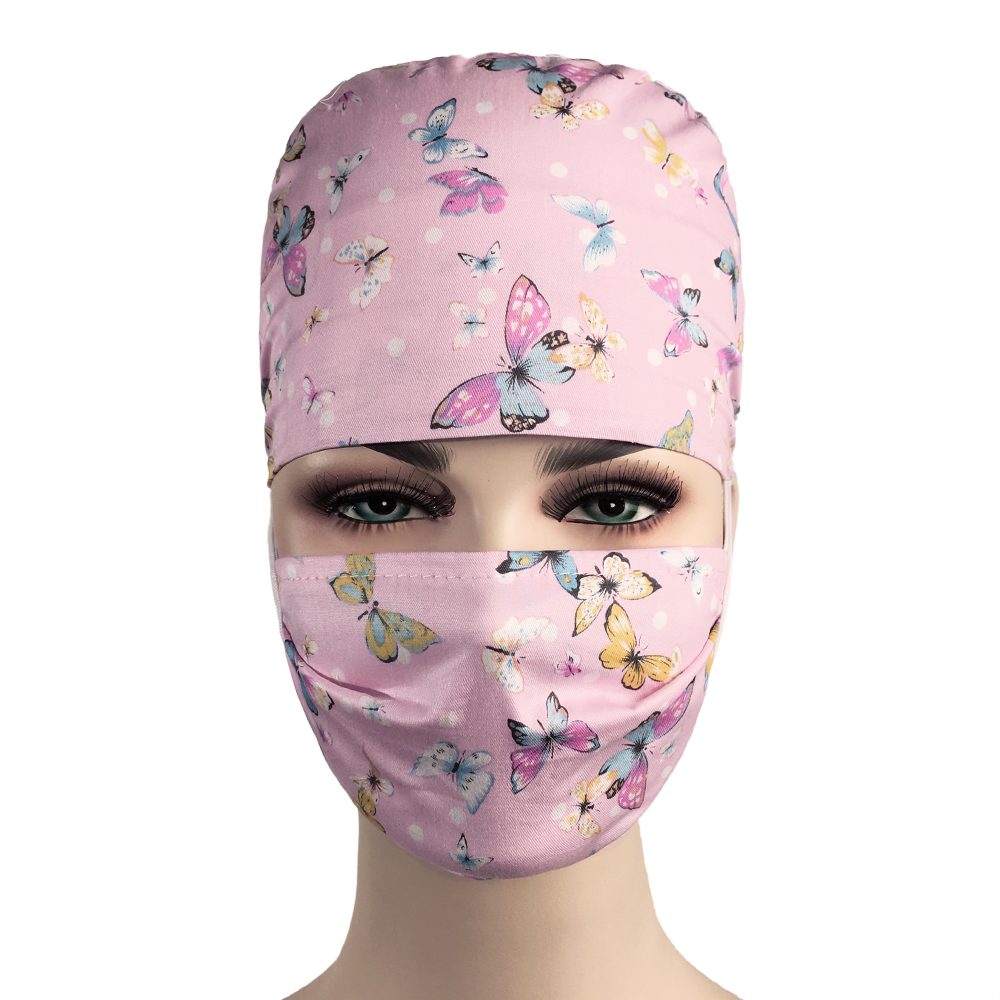Unisexe impression spa travail casquettes réglable coton laboratoire anti-poussière travail chapeau dent beauté Scrubs casquettes animal club opérateur chapeau: hatmask 12094