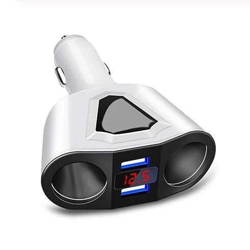 Auto Splitter Sigarettenaansteker Universele Power Adapter 3.1A Dual Usb Car Charger Poorten 120W Output Met Spanning Display: white