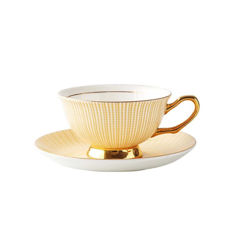 Tasse à café en céramique, soucoupe moderne Simple, tasses de thé de l'après-midi, tasse à thé en porcelaine, exquise, haut de gamme, décoration de maison,: YELLOW
