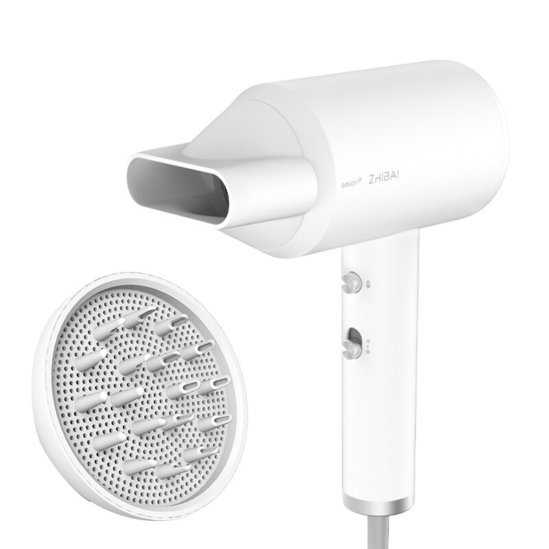 ZHIBAI Anion Hair Dryer For Hair Temperature Mi Blow Dryer for Home Travel Dryer Portable: White With Diffusion
