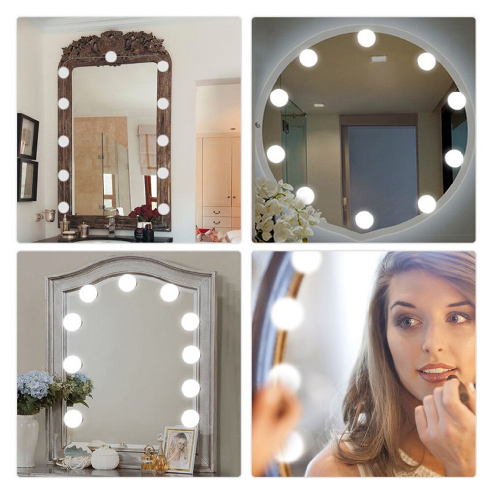Led Vanity Makeup Mirror Light 360 Degree Rotation Hollywood Style Kit for Cosmetic Dressing Table Lighted USB Adjustable Bulbs