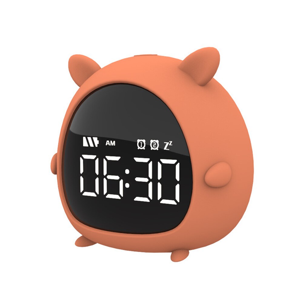 Digital Alarm Clock USB Charging Cartoon Pet Elf Clock for Kids Multifunctional Silicone Electronic Clock with LED Night Light: USB Charge A