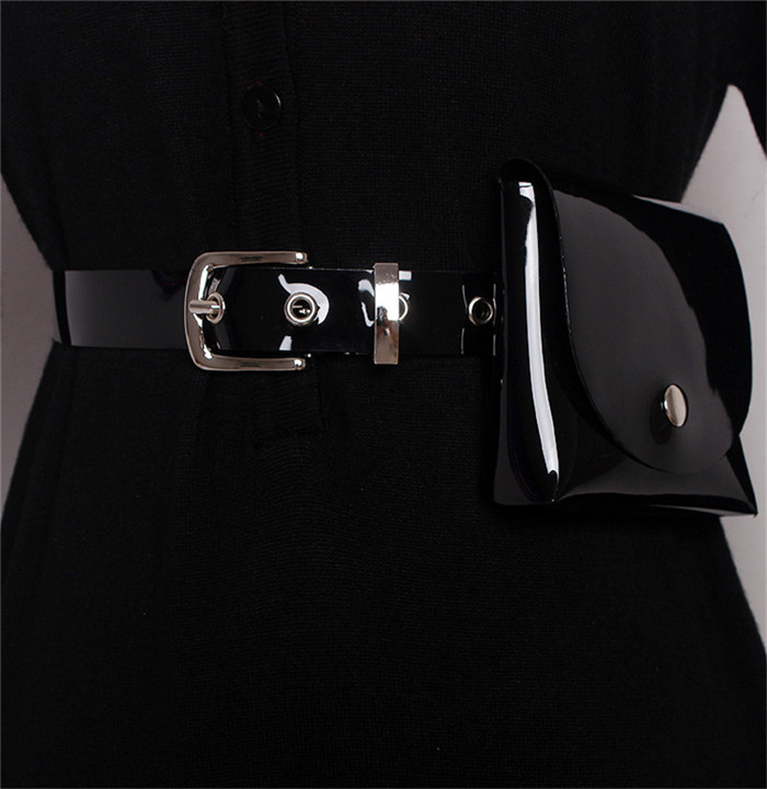 Mihaivina damen-bauchtaschen, lässige damen-pvc-gürteltaschen, lila gürteltaschen, Mini-bauchtaschen für mädchen , kleider, 7 #39: Schwarz