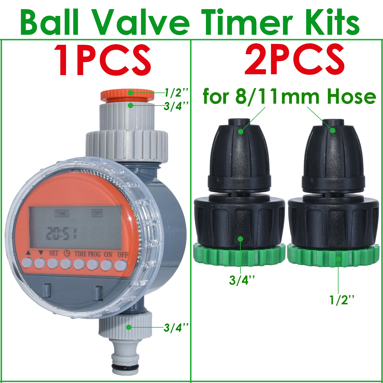 KESLA Garden Irrigation Ball Valve Water Timer LCD Automatic Electronic Irrigator Home Watering Controller System Greenhouse: Ball Valve Timer-D
