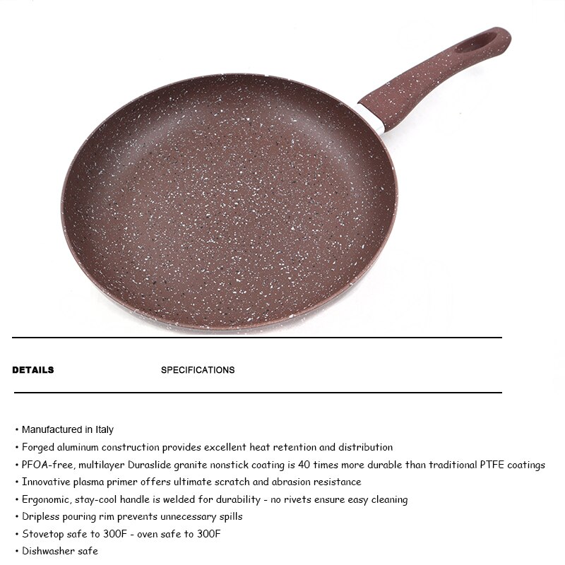 Master Star Non-Stick Fry Pan 20/24/28cm Set Brown Color Frying Pan Granite Coating Pan Beaf Skillet Gas Cooker Daily Use