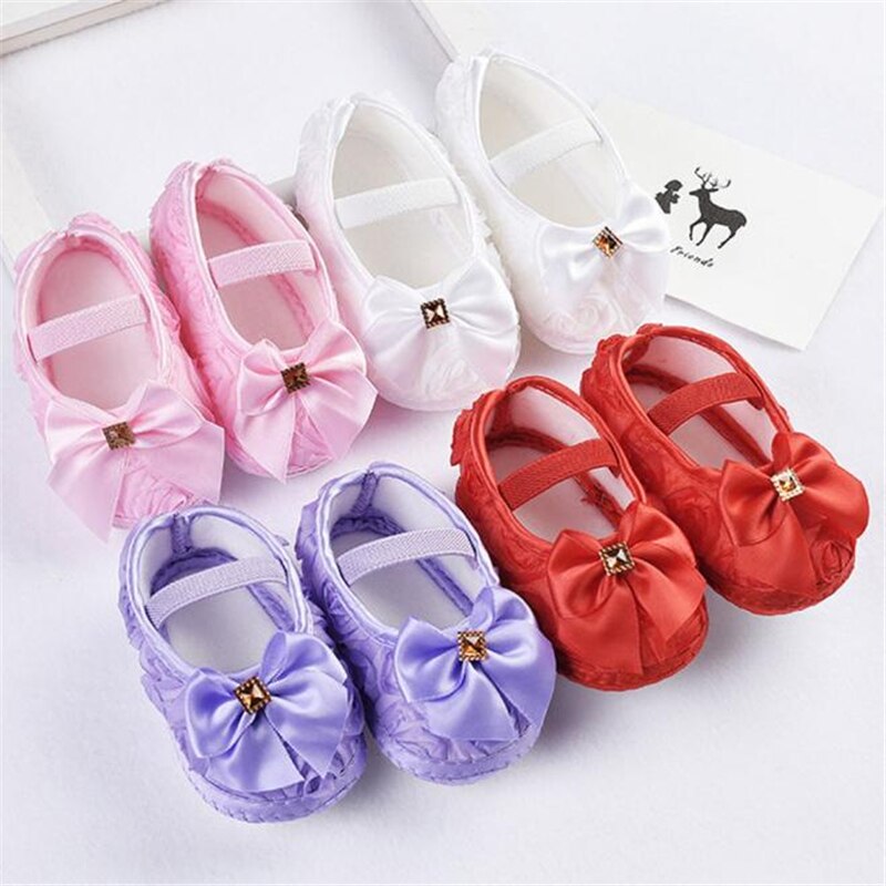 Baby Toddler Shoes Infant Flower Soft Sole Kid Girls Boy Baby Rose Bowknot Elastic Band Crib Shoes Prewalker 0-18 Months