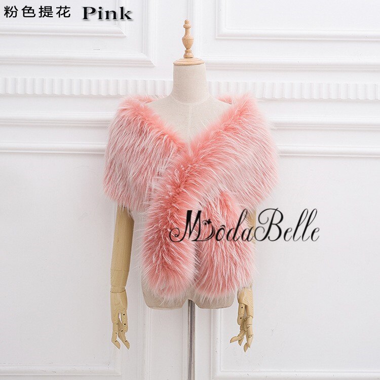 Modabelle Faux Fur Bolero Jassen Ivoor Bruids Stola Bolero Grijs Koningsblauw Rood Roze Avond Sjaals Wedding Wraps Vrouwen: Roze