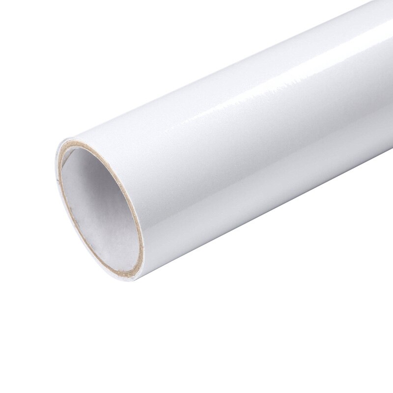 1M/Roll Glossy Waterproof PVC Cabinet Wallpaper Self Adhesive Contact Paper Cabinet For Door Furniture Stickers Bathroom Kitchen: White