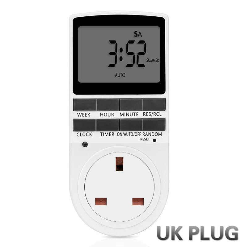 Cronómetro Digital electrónico con enchufe para UE, FR, UK, EE. UU., AU, cronómetro de 230V, 50HZ, 7 días, 12/24 horas, temporizador programable