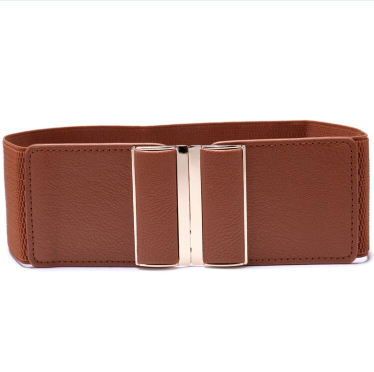 Frauen 3 "Breiten Gürtel Elastische strecken schnallen Bund Dame Cummerband Plus Größe Mädchen Bund Taille Dichtung Breiten Gürtel Frauen: 3-Zoll-Braun / 65cm(68cm zu 100cm)