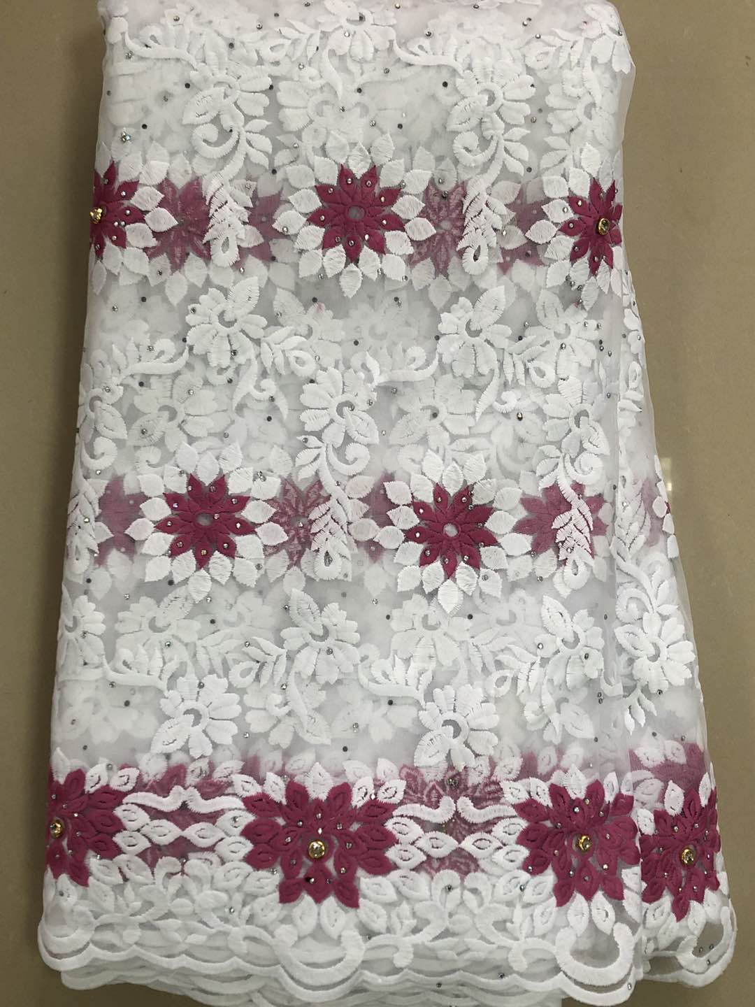 Róża najnowsze koronki afrykańskie 2020 afrykańska koronkowa tkanina wysokiej jakości tkanina z francuską koronką z kamieniami 5 jardów afrykańska tkanina netto YLL3837: AS PIC8