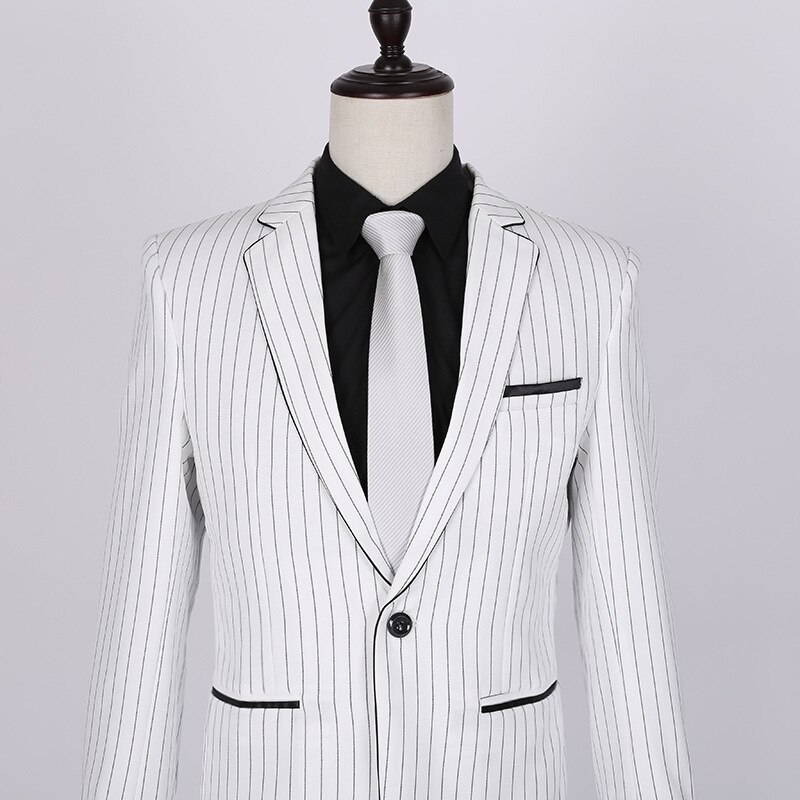 hombres Vertical rayas conjunto joven Casual negocio guapo traje