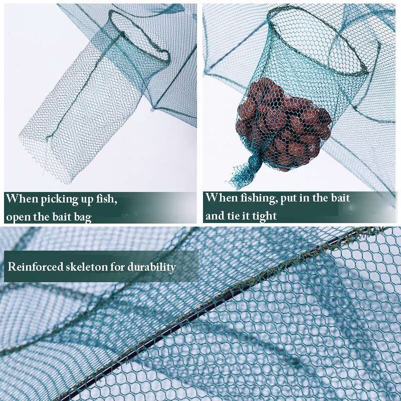 Portable Hexagon Fish Network 4-20 Holes Fishing Net Easy To Use Foldable Fishnets Shrimp Nets Shrimp Cage Fishing Cage