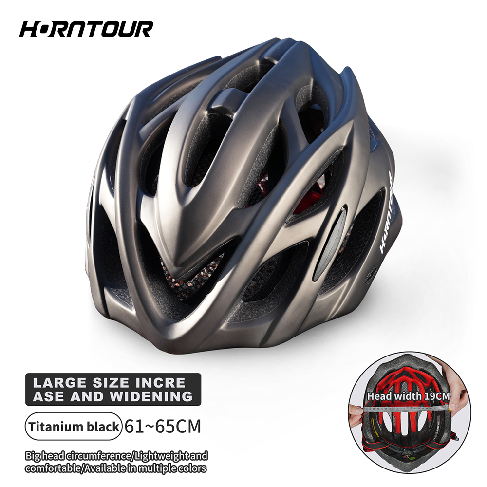 Horntour circunferência da cabeça grande 65cm capacete da bicicleta equitação luz de corrida estrada das mulheres dos homens carga ao ar livre luz da cauda casco: Preto
