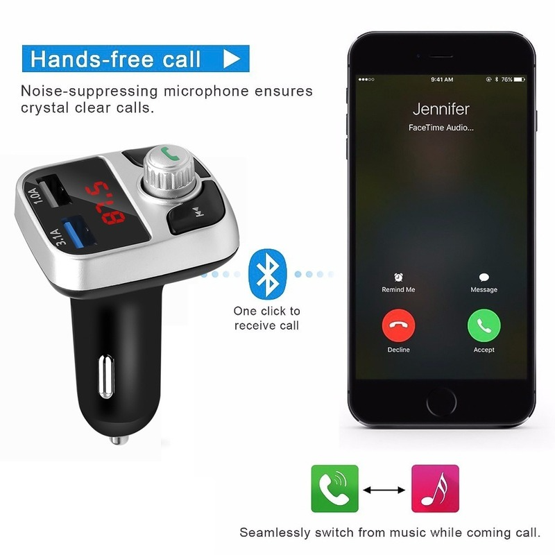 Handsfree Car Kit Bluetooth Fm-zender Lcd MP3 Speler Dual Usb Charger 3.1A Telefoon Oplader Auto Draadloze Audio Ontvanger