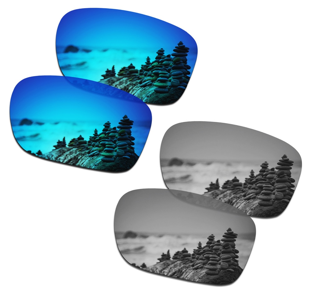 SmartVLT 2 Pairs Gepolariseerde Zonnebril Vervanging Lenzen voor Oakley Holbrook Ijs Blauw en Zilver Titanium