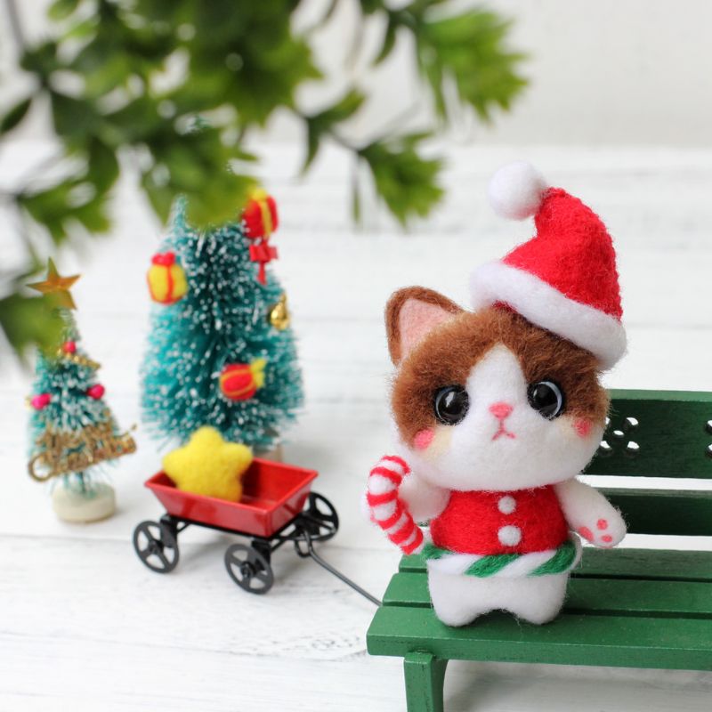 Lindo gato lana fieltro artesanal DIY inacabado conjunto de pinchos kit para manualidades Material de aguja