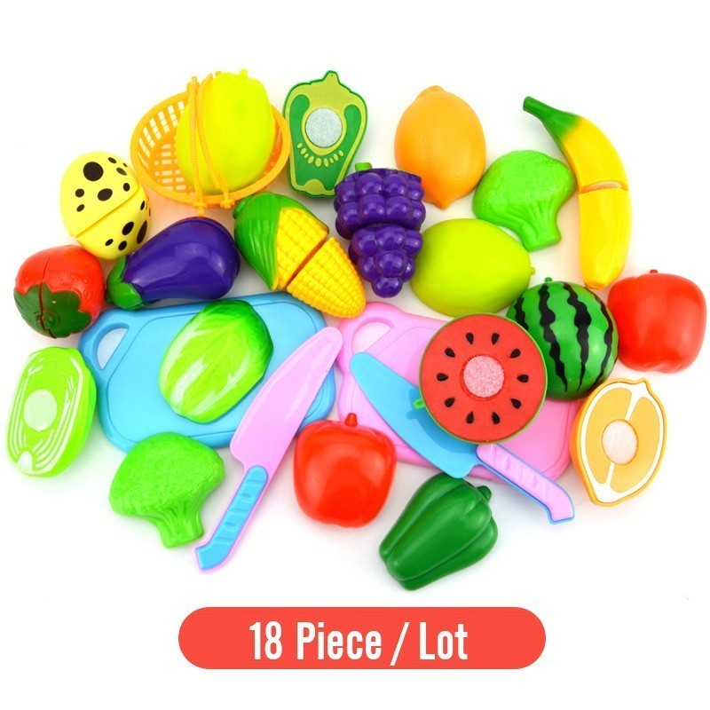 12-24 PCS Pretend Play Plastic Voedsel Speelgoed Snijden Fruit Groente Voedsel Pretend Play Kinderen Voor Kinderen: trawberry version