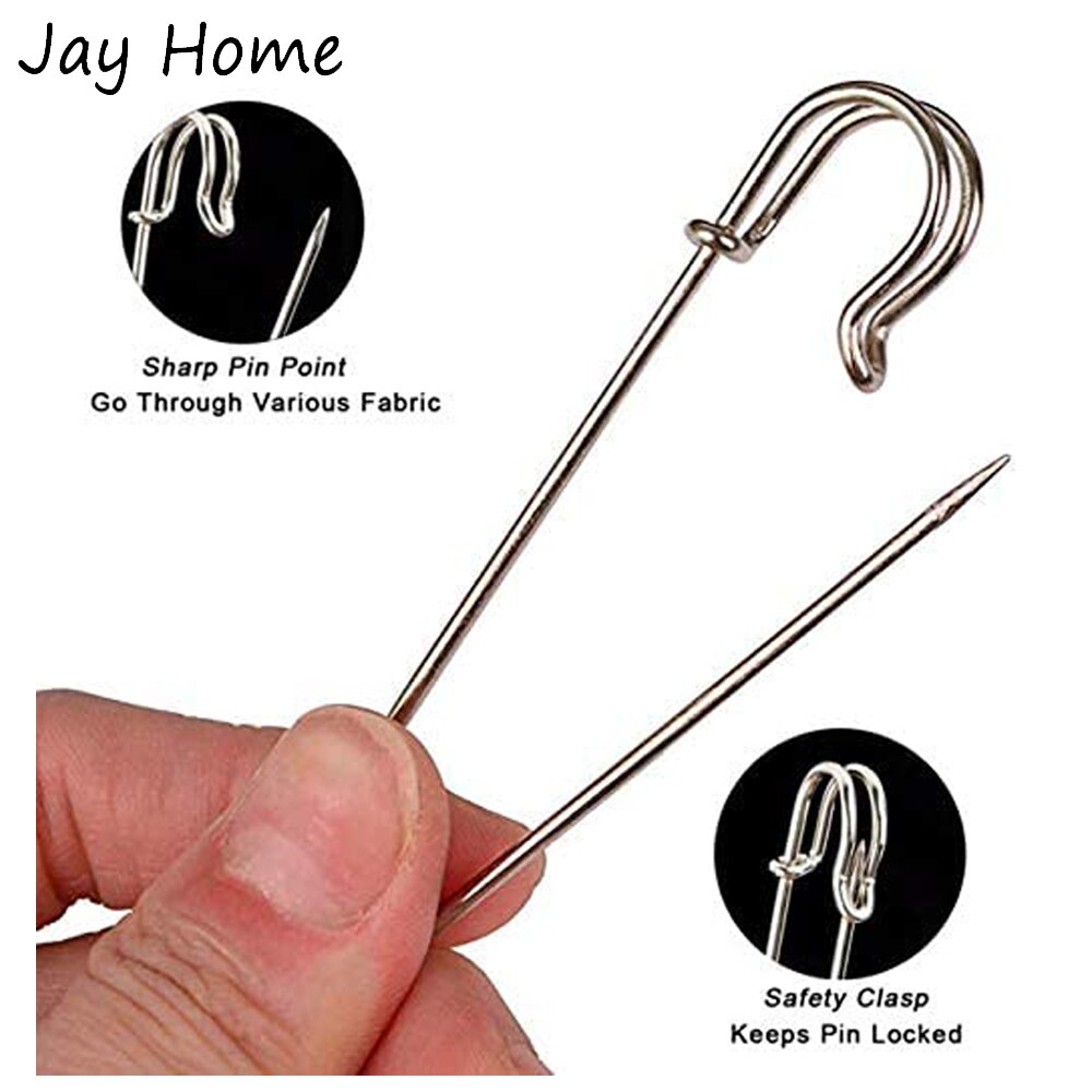 Alfileres de seguridad de 50mm, agujas de acero inoxidable, alfileres de costura grandes, broche para joyería, accesorios de costura, 4/20 Uds.