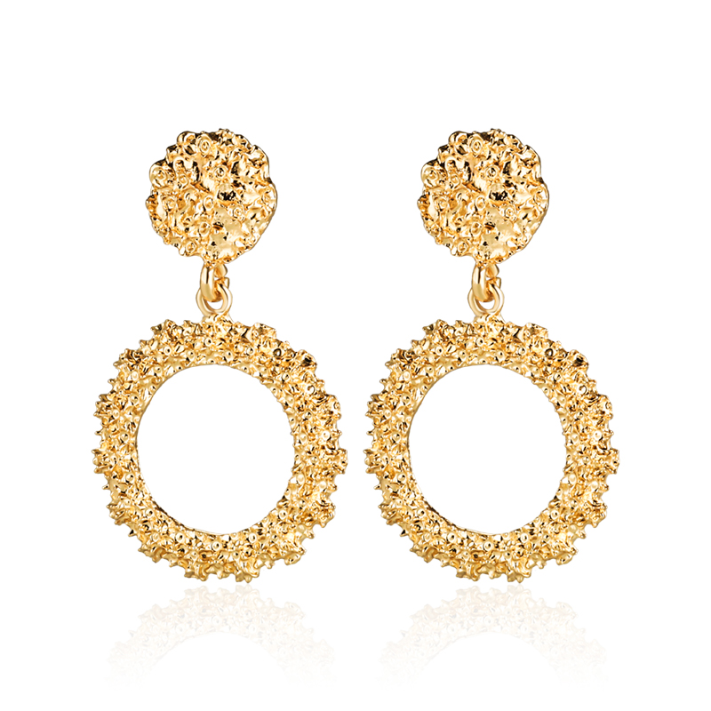 BICUX Vintage Earrings For Women Gold Round C Geometric Statement Earring Metal Earring Hanging Jewelry: Gold 6