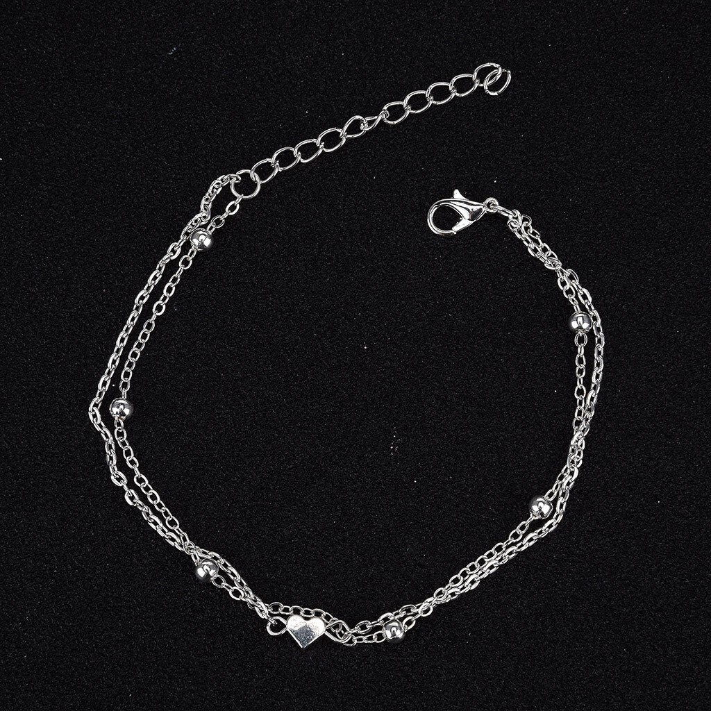 Trendy Anklets Classic Style Stainless Steel Anklets Love Heart Charm Ankle Bracelet Foot Jewelry For Girls Party