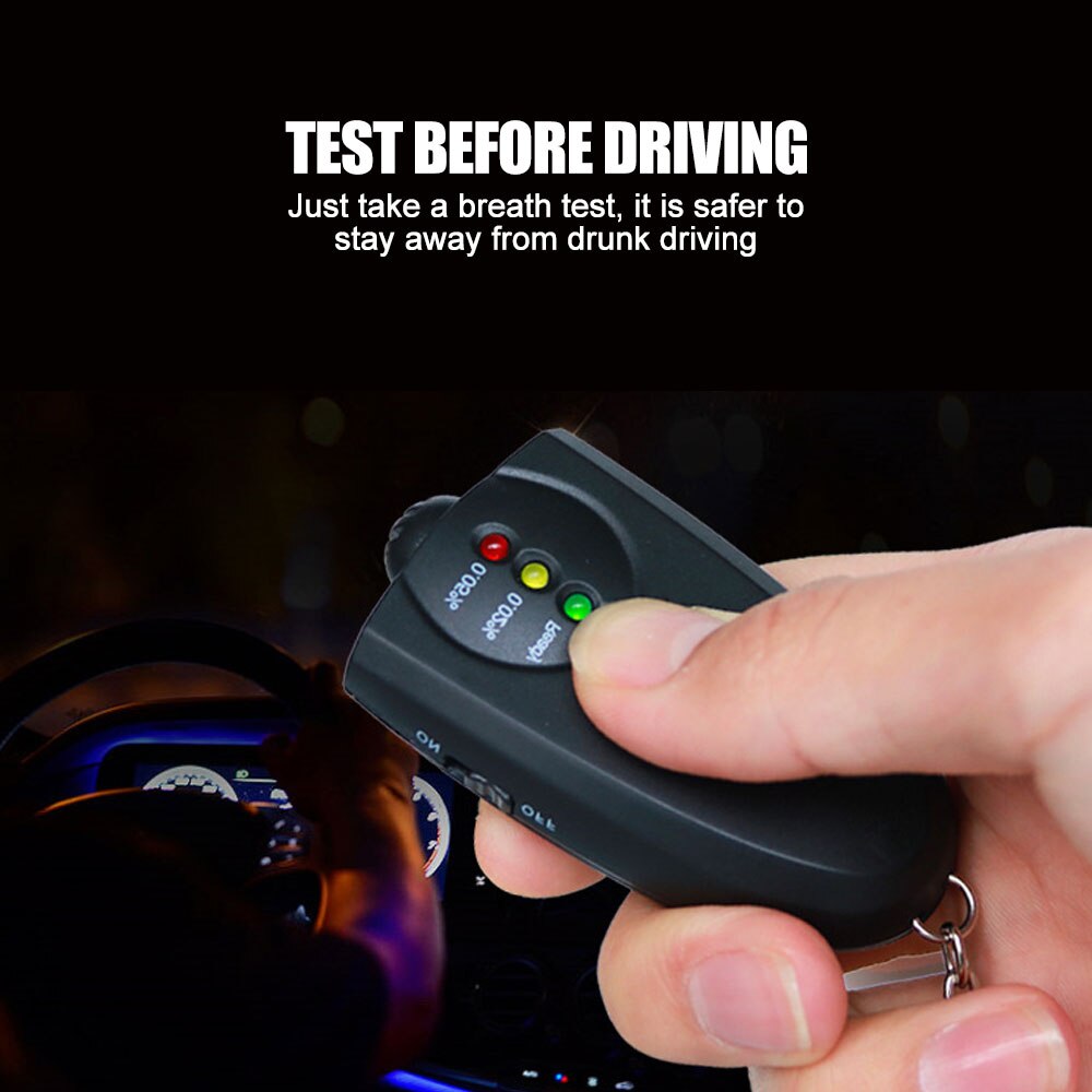 Bærbar led sort bil alkohol tester med digital skærm (uden batteri)