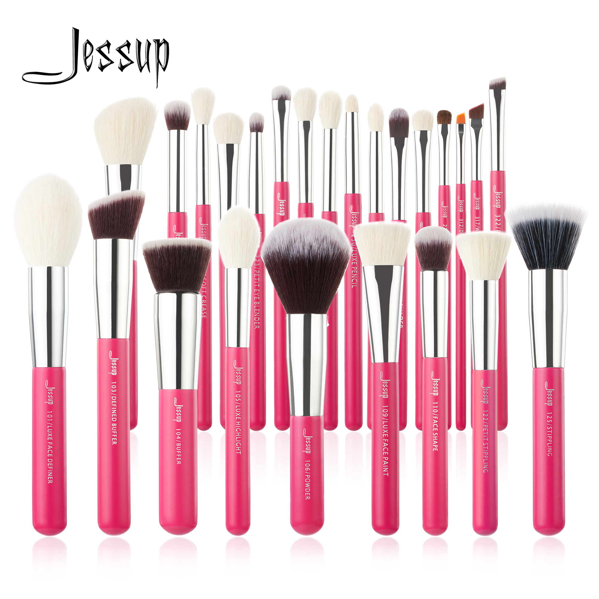 Jessup Rose-Carmin/Zilveren Make-Up Kwasten Set Beauty Foundation Powder Oogschaduw Make Up Brush 6Pcs-25pcs Natuurlijke-Synthetisch Haar