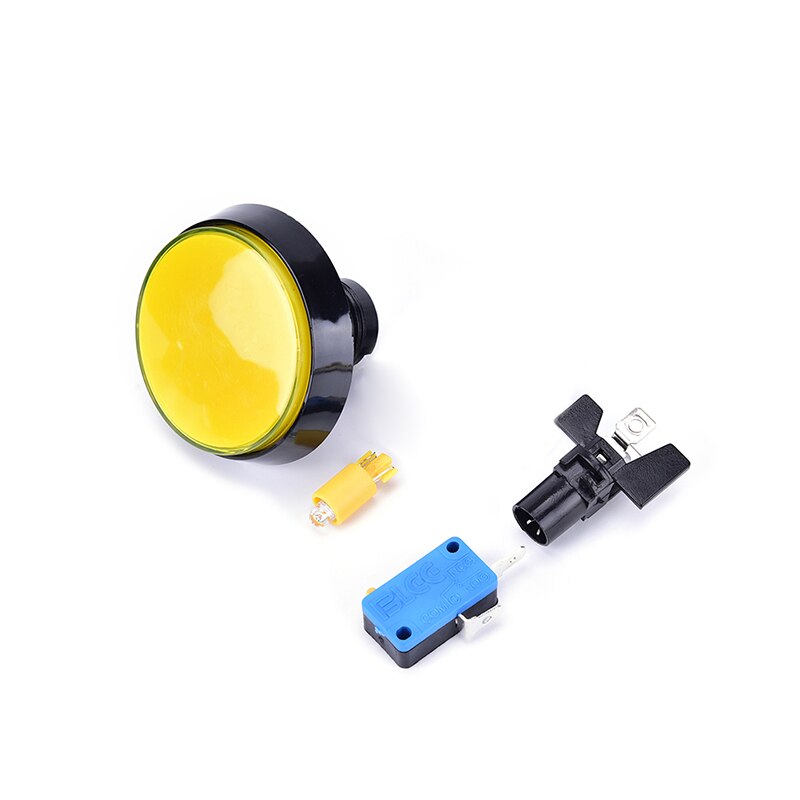 60Mm Arcade Knop Knop Met Led Licht Grote Boogvormige Arcade Video Game Player Knop Schakelaar Ouder-kind Game Console: YELLOW