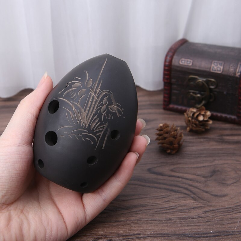 Ocarina – Instrument de musique à 8 trous, en argile noire, Xun, pour enfants débutants,