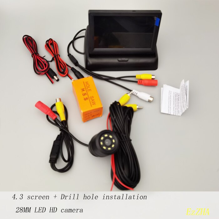 Car Monitor 4.3 inch Foldable TFT LCD Display Rear View Reversing Camera Mirror Parking Assistance Rearview Monitors NTSC PAL: 4.3screen28MM LED