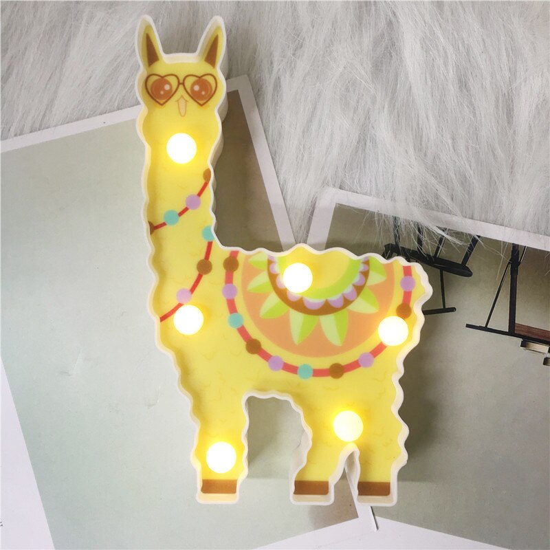 Total sød dyrestil batteri natlampe 3d alpaca enhjørning flamingo boligindretning bordlampe sengelampe belysning børn led lys: Foranderlig