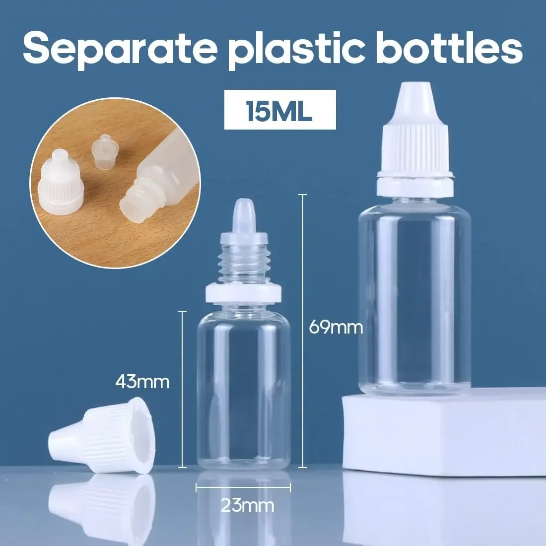 10 Uds. De botellas rellenables con cuentagotas de líquido para ojos de 3ML/5ML/10ML/15ML/20ML/30ML/50ML, contenedores de pintura exprimibles de plástico vacíos DIY