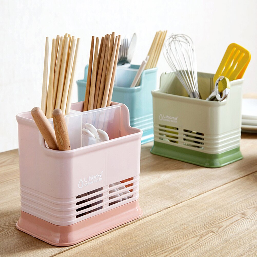 Keuken Bestek Eetstokjes Bestek Hollow Opslag Aftappen Box Organizer Rack Lepel Opbergrek Bestek Organisator Afdruiprek