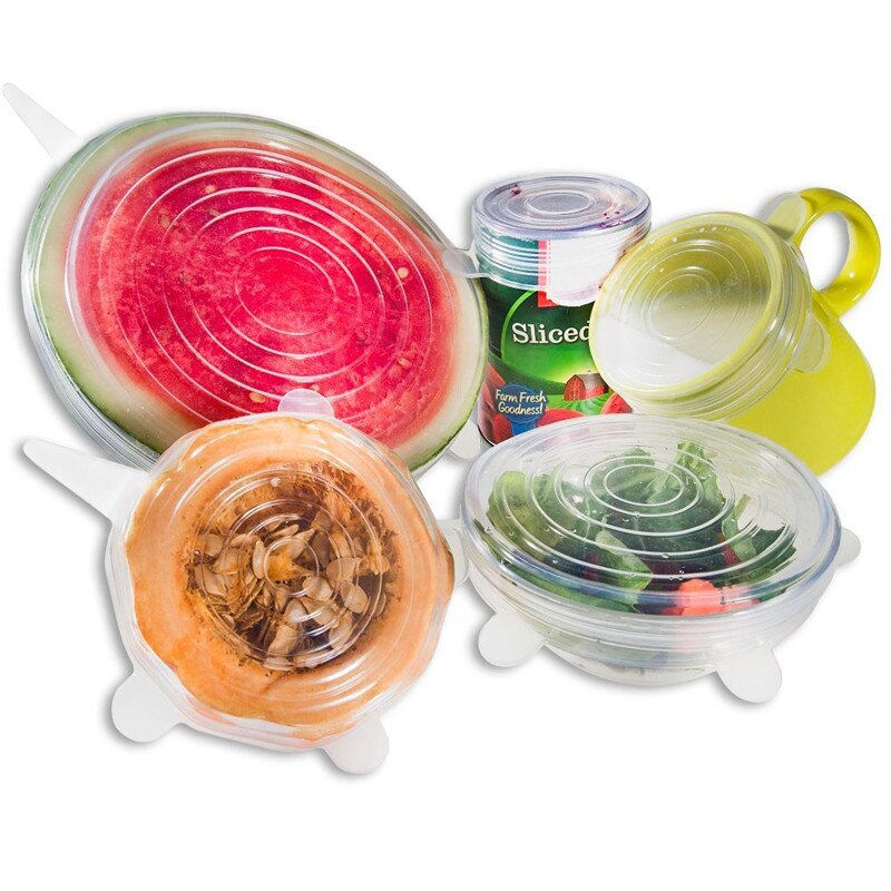 6/12pcs Food grade reusable silicone fresh-keeping cover Silicone Stretch Lids Universal Wrap Bowl Pot Lid Silicone Cover 5z